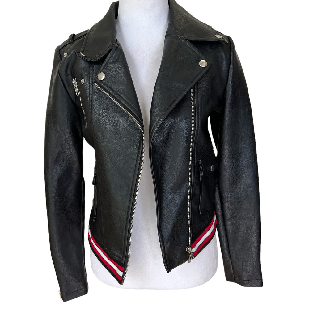 Romeo & Juliet Vegan Leather Moto Jacket Black Size Small - Picture 7 of 13